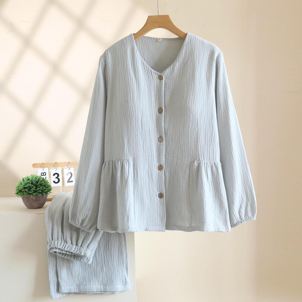 Women's Cotton Pajama Set: Padded, Long Sleeve & Pants, Pocketed, Spring/Autumn Wear