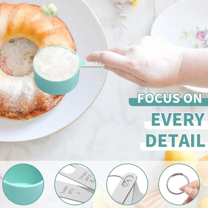 4 Piezas Cuchara/Taza Medidora Cucharadita Cuchara Multiusos Horneado de Pasteles Harina Taza Medidora de Alimentos Herramientas de Cocina para el Hogar
