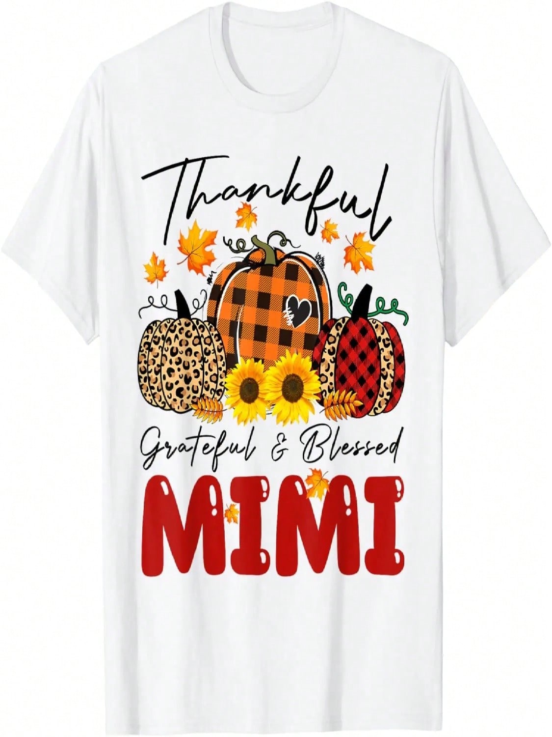 Funny Thankful Grateful And Mimi Pumpkin Thanksgivin T-Shirt S