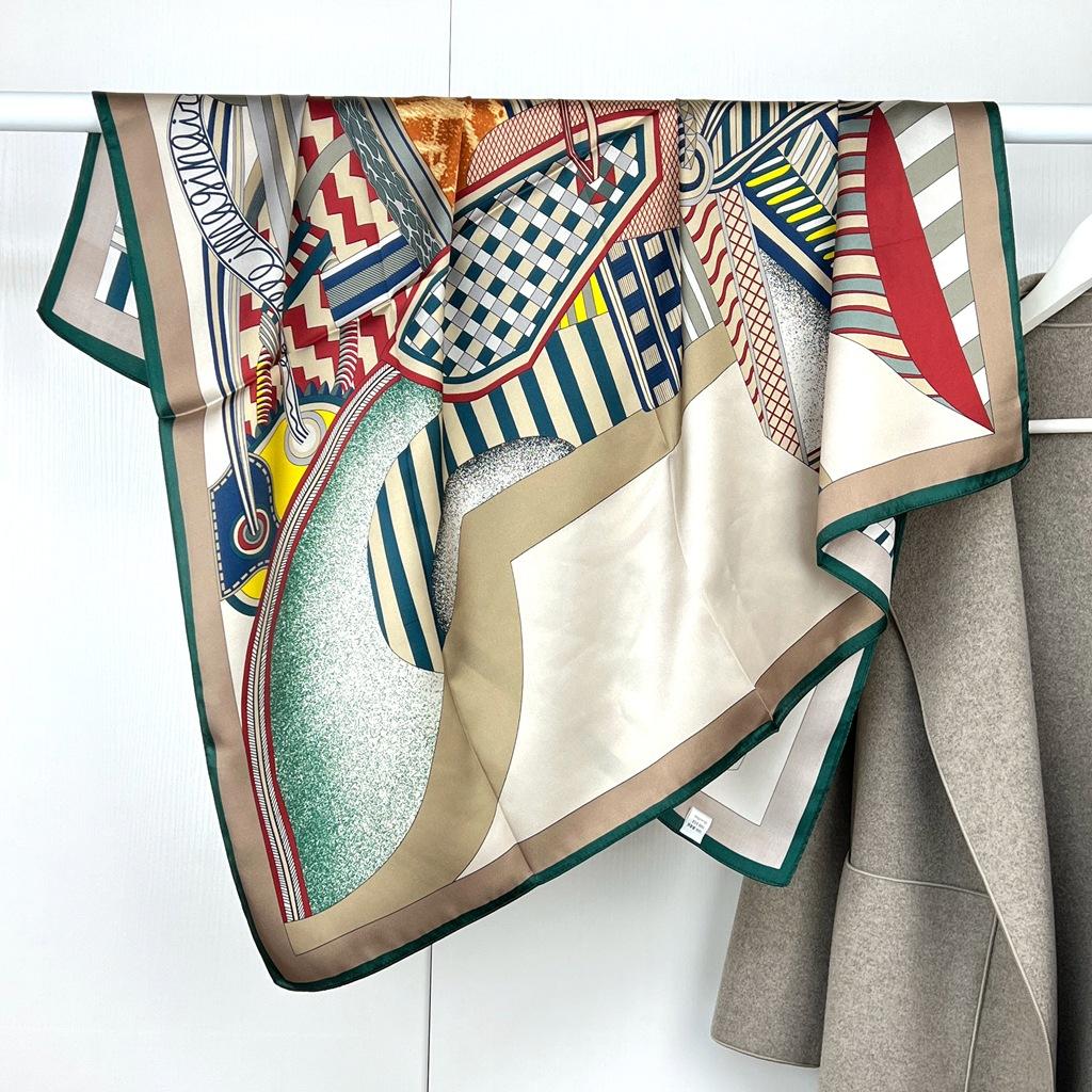 

Silk Temperament Saddle Mulberry Silk Plain Silk Satin Silk Scarf Women S 90 Square Scarf Scarf With Professional Wear Binding Bag 88X88CM