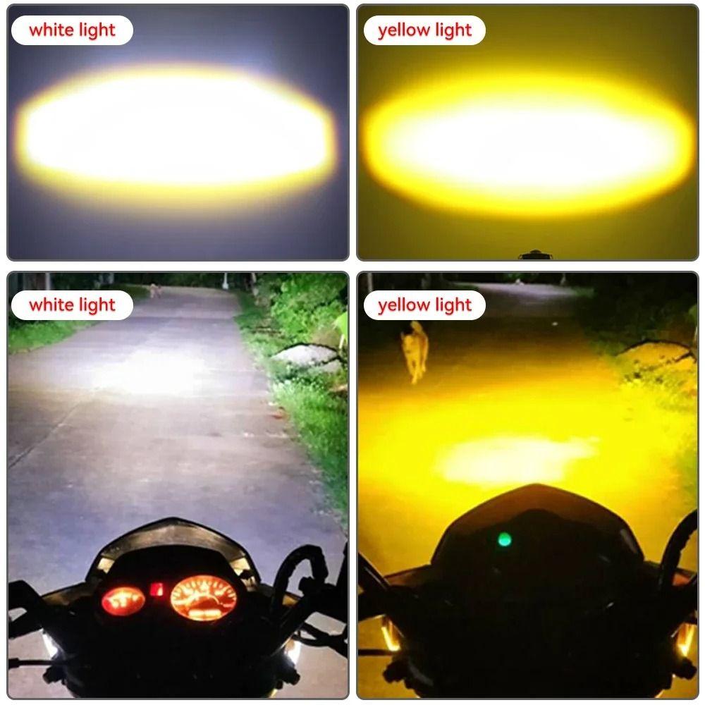 2Pcs Dual Color Light Motorcycle Mini Driving Light LED Headlight Projector  Scooter Lighting