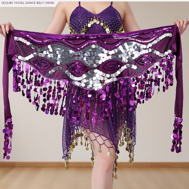 Sequins Wrap Skirt Belly Dance Hip Scarf Wrap Sparkles Mini Skirt Raves Festival Outfit Halloween Costume for Women Girls