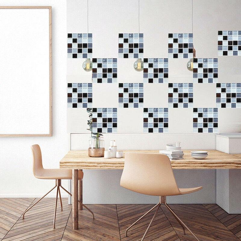 Elegant 3d Mosaic Self-adhesive Oil-proof Wall Sticker Set For Home Kitchen Decor
