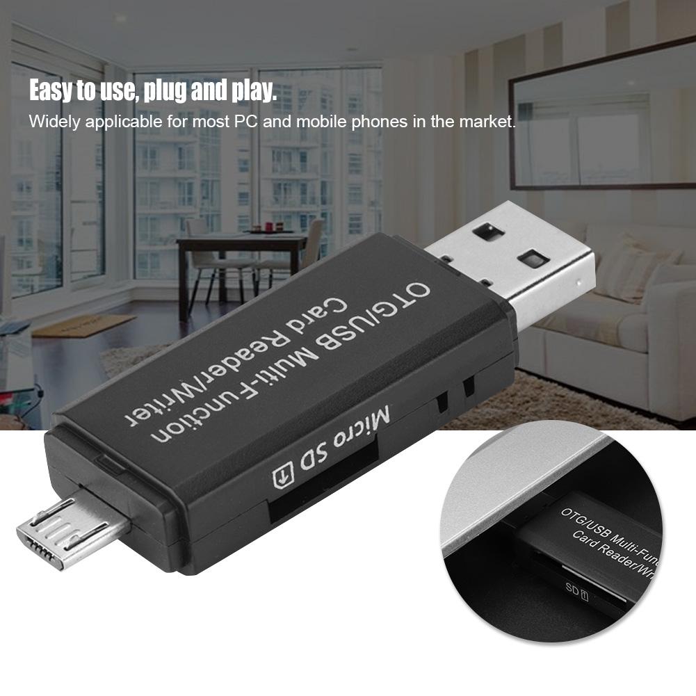 OTg USB Multifunction Card Reader Writer for Micro Sd SD TF PC&Smart Mobile Phones (Black)