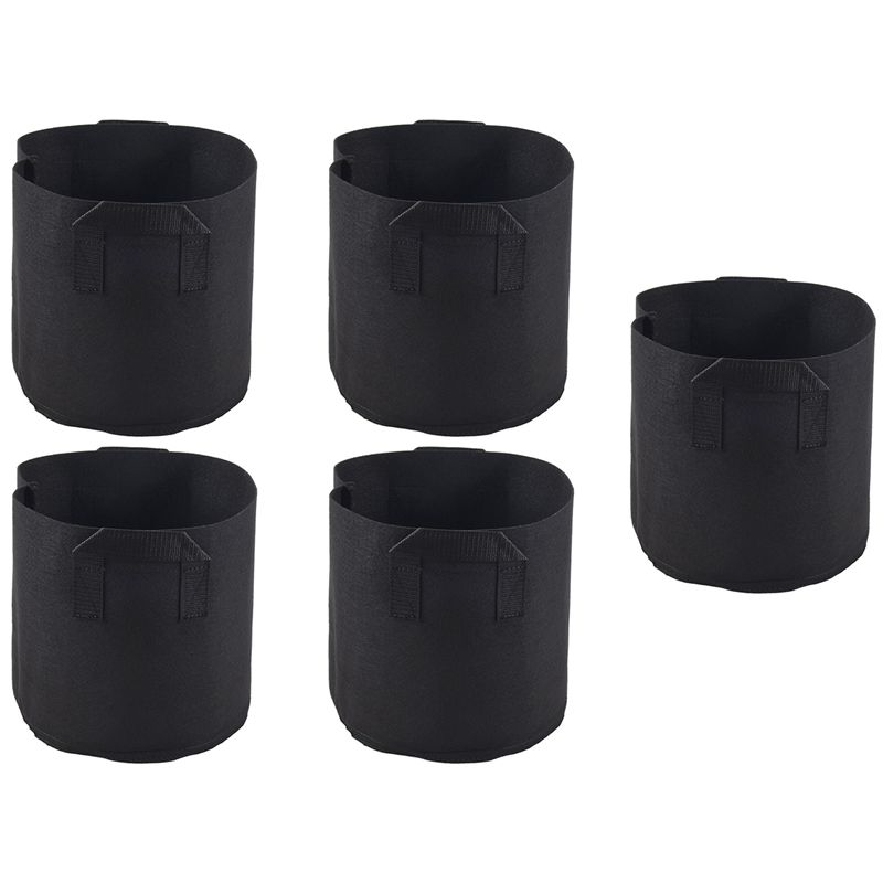 

M-Modern-Fabric Pots Container, 5 Pack 3 Gallon Plant Grow Bags, Fabric Containers With Strap Handles For Potato, Flower, Home G чорний