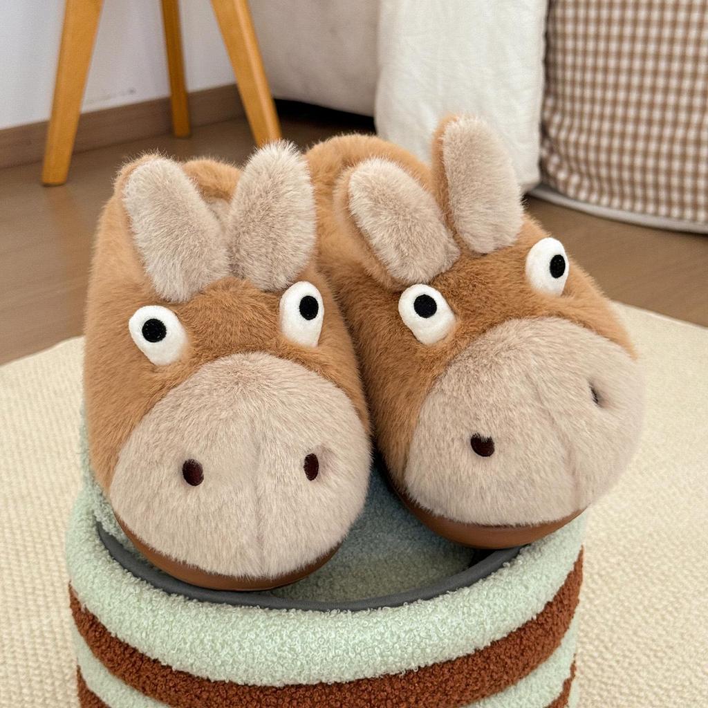Zimní vnitřní bavlněné pantofle: Roztomilý chlupatý kreslený design pro muže a ženy