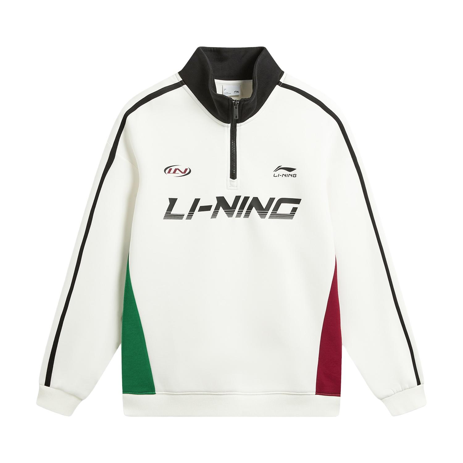 Li-Ning Antibacterial Stand Collar Logo Sweatshirt Unisex sweatshirt AWDW359-1 XS