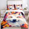 3pcs Wolf Animal Design Printed Quilt Set - Includes 1 Quilt Cover and 2 Pillowcases, Machine Washable - Suitable for All Seasons.H105