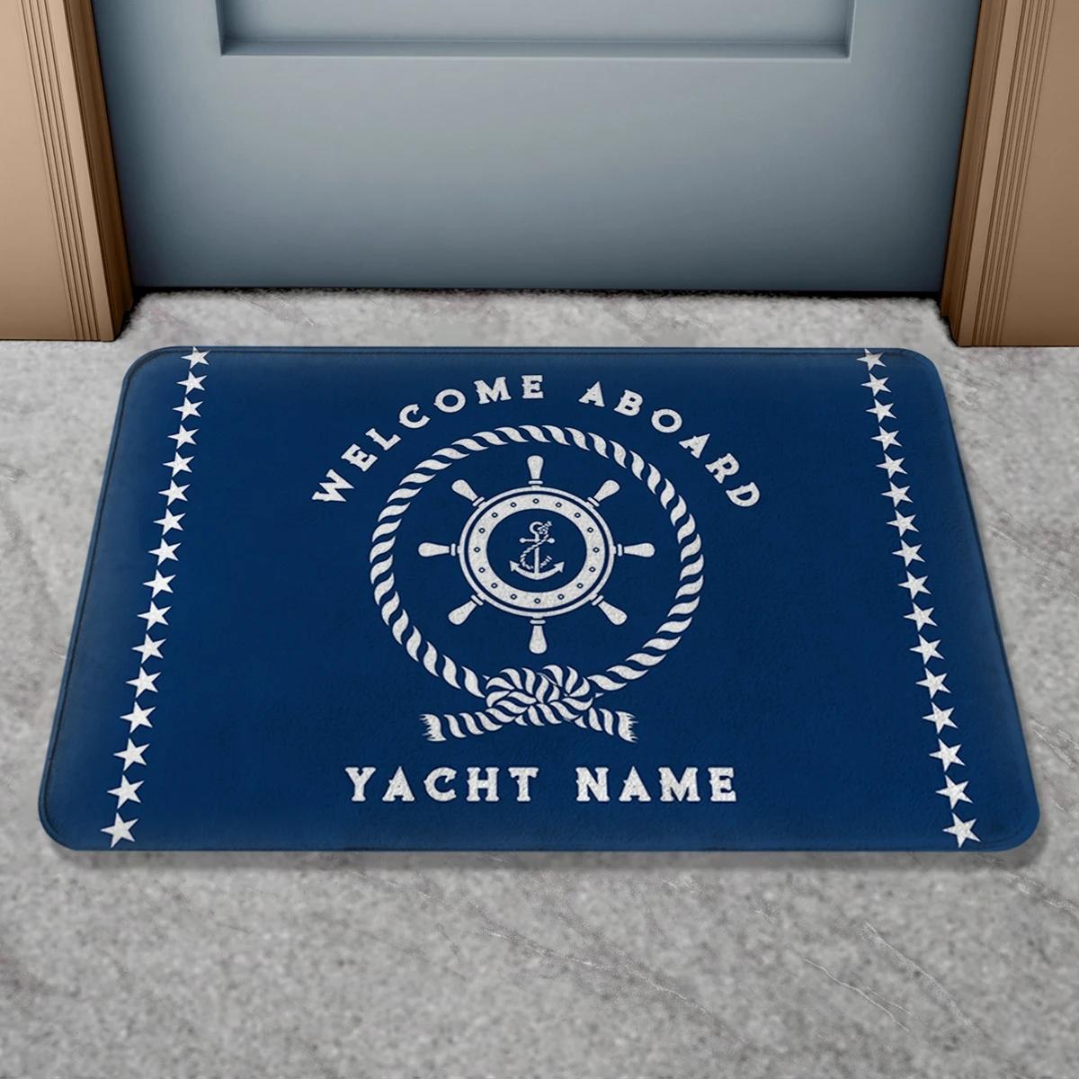 

Назва човна Дверний килимок Персоналізований Морський Якір Компас Штурвал Корабельний Канат Нековзкий Килимок для ванної Декор для яхти Внутрішній Зовнішній Вітальний килимок 40x60cm