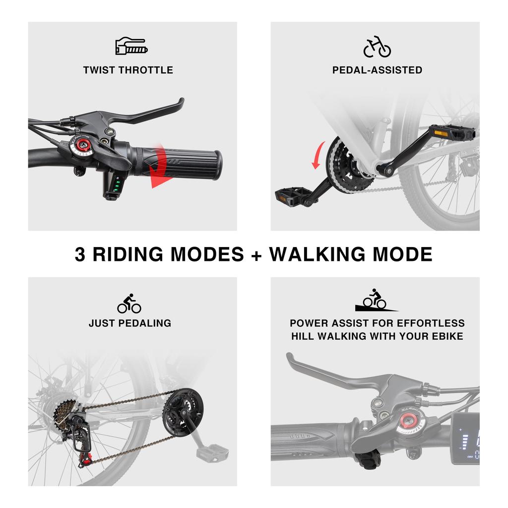 26'' 500W Electric Mountain Bike, 48V 12.5Ah Removable Battery 21 Speed Adult Electric Bicycle, Lock Suspension All Terrain E-Bike with Rear Rack