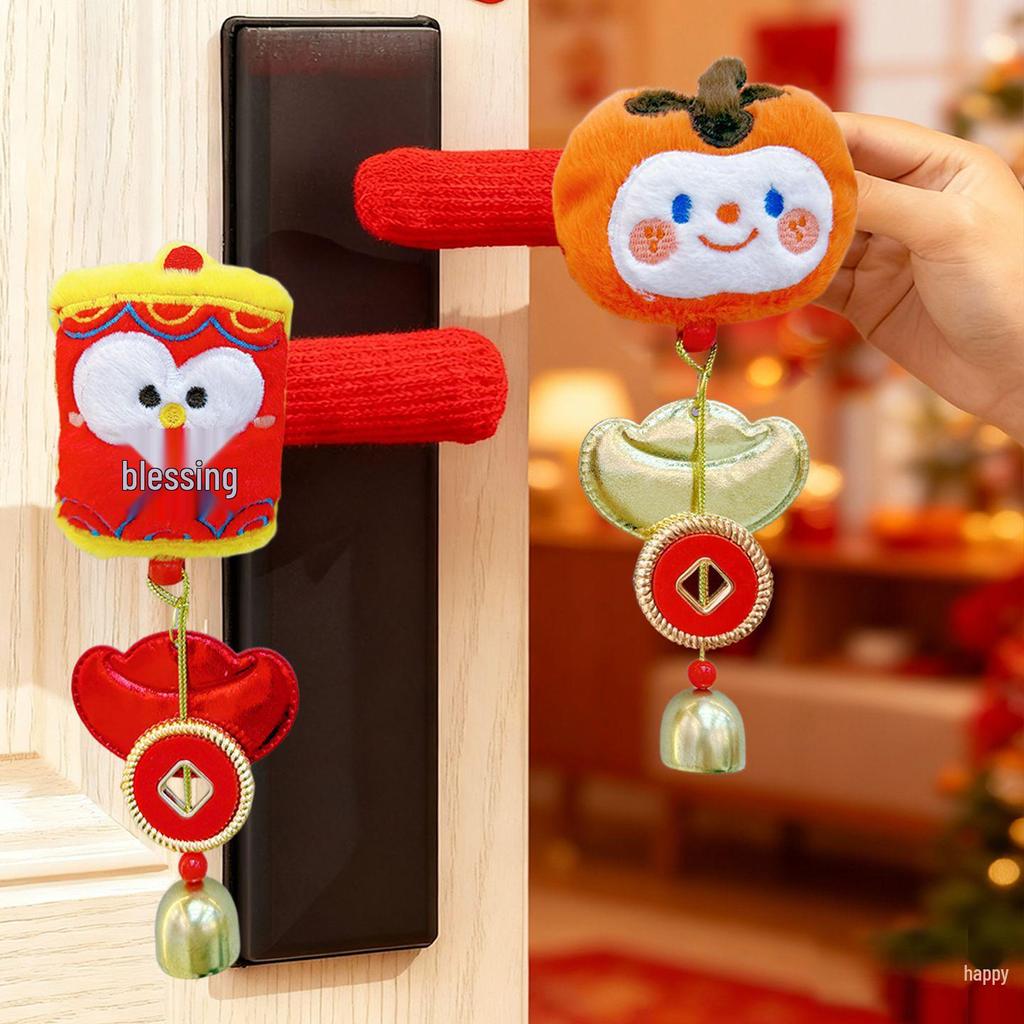 New Year Winter Plush Door Handle Cover: Anti-freeze, Anti-static, Warm Horse Design