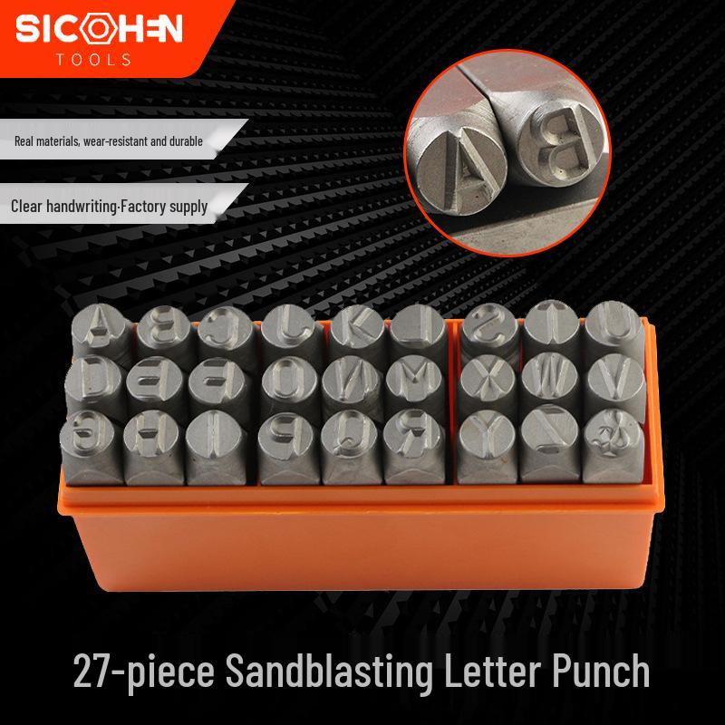 27-Piece Steel Letter and Number Punch Set for Leathercraft