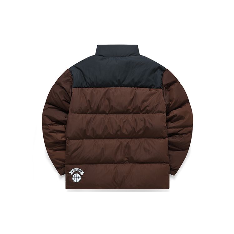 Fila Fusion Casual Color Block Loose Sports Stand Collar Down Jacket Winter Men Jacket Brown T11M145906F-DR