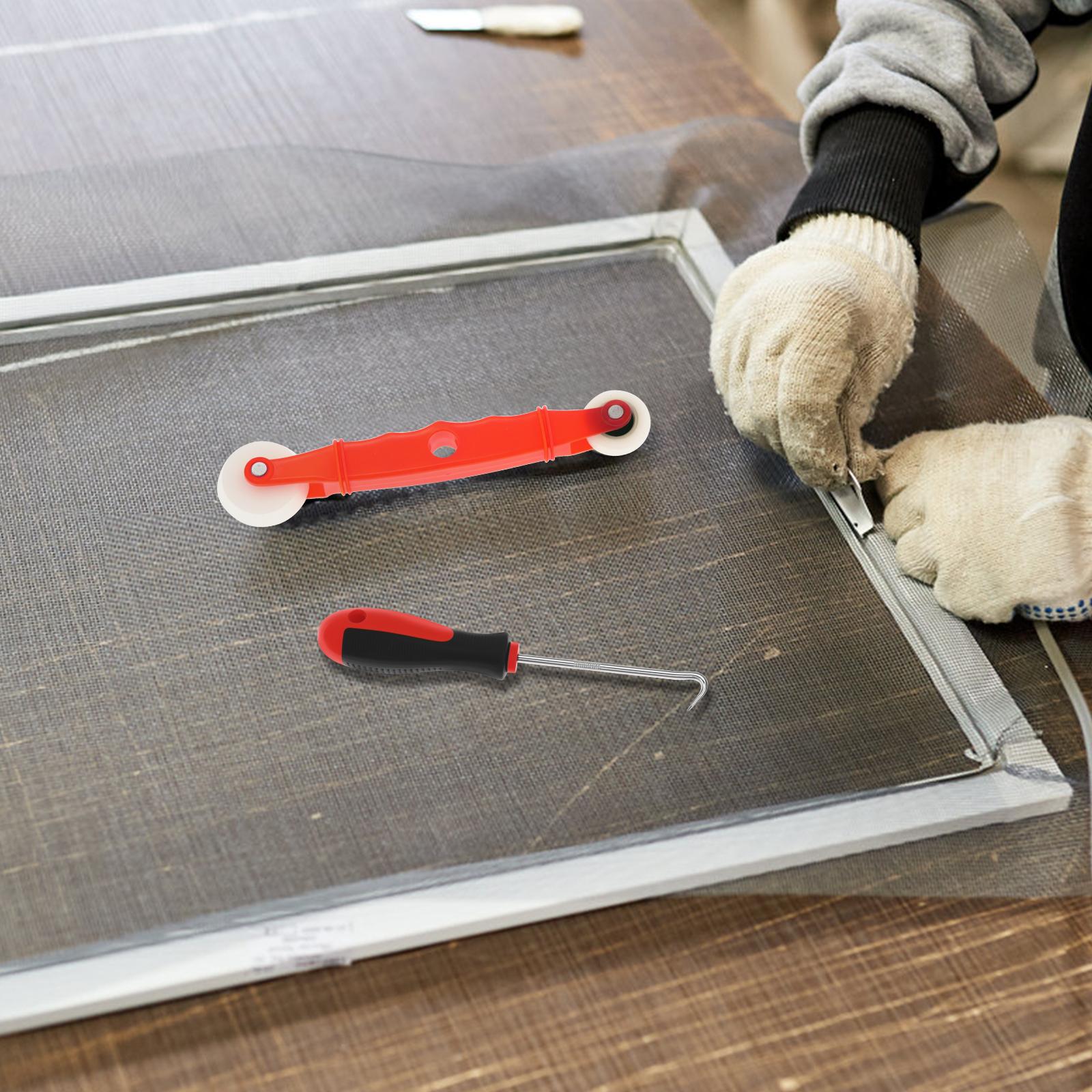 Kit di 5 Pezzi di Strumenti Professionali per Vetri Finestre Strumento di Installazione per Sostituzione Zanzariere con Manico per Officina Domestica