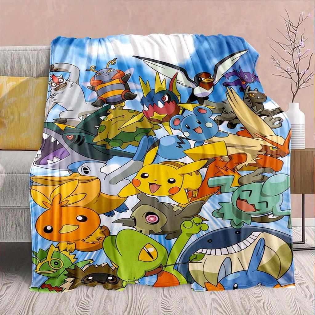 Pokémon Anime Flannel Blanket - Soft Warm Perfect for Sofa, Bedding Camping Travel Office Home Decor -QJY
