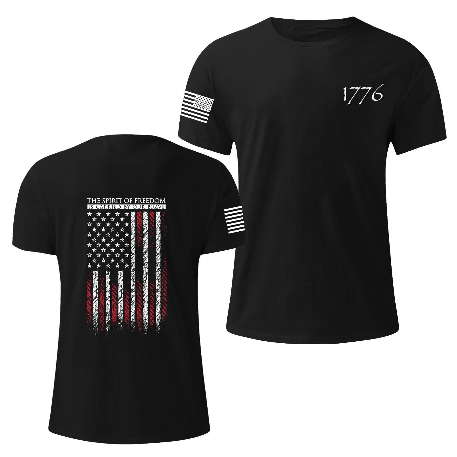 

Чоловіча модна повсякденна футболка з круглим вирізом та коротким рукавом з принтом до Дня Незалежності M чорний