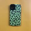 Leopard Print Green Phone Case For Iphone 13 Pro Max 14 Plus 11 12 Shockproof Bumper Back Cover For Iphone Xr Xs X 7 8 Plus 6s 6