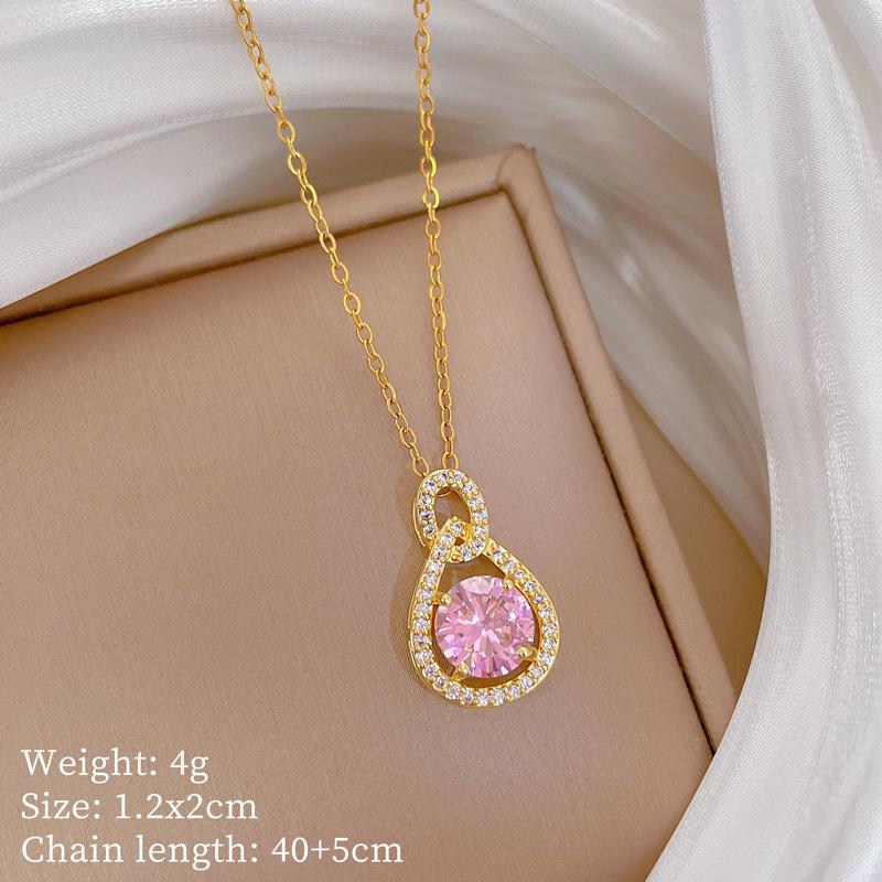 Multi-Element Style Copper Micro-Inlaid Necklace Combination Female Real Gold Electroplated Exquisite Collarbone Chain