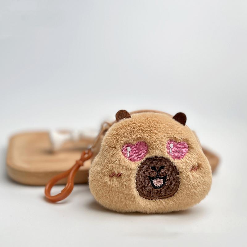 Creative Capybara Anime Plush Coin Purse  Kawaii Mini Coin Purse Round Cartoon Bags Pendant Headphone Organizer
