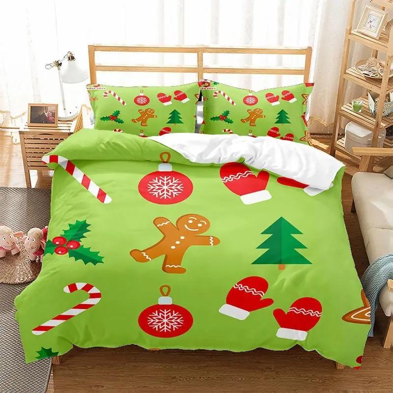 Christmas Kid Duvet Cover KingQueen Size,Red Christmas Socks Decoration 3 Piece Bedding,Merry Christmas Theme Quilt Cover,cream