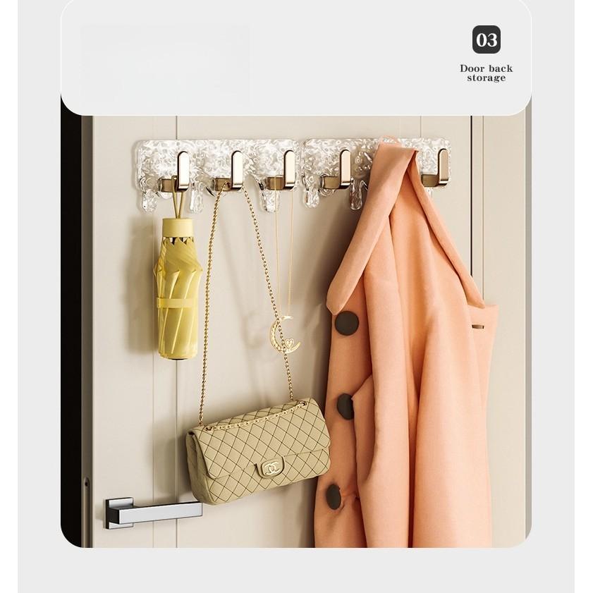 Light Luxury Continuous Hanging Hook No Punching No Trace Adhesive Hook Bathroom No Punching Hanging Hook Glacier Pattern Strong Hanging Hook Wall