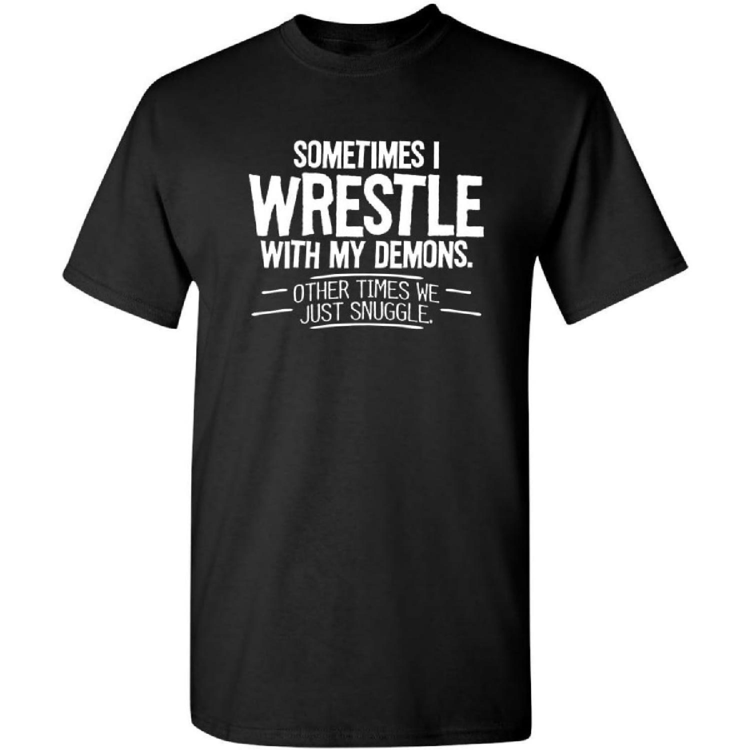 I Wrestle with My Demons Graphic Novelty Sarcastic Funny T Shirt XXXXXL разноцветный