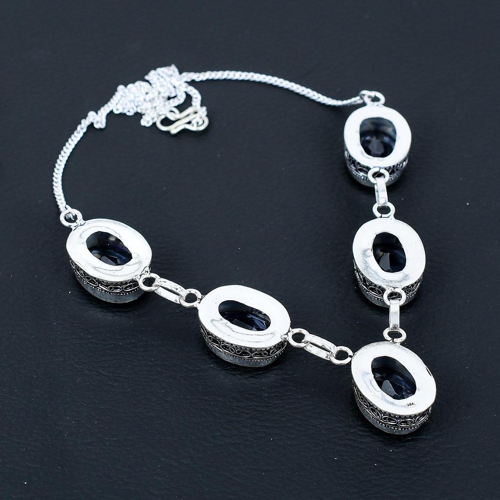 Iolite Gemstone Handmade 925 Sterling Silver Necklace, Antique Jewelry Necklace, Iolite Necklace For Women, Birthstone Jewelry For Gifts