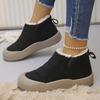 Damen Plateau Schneestiefel, Plüschgefütterte Koreanischer Stil Winterschuhe, Rutschfeste Slipper Mokassins für Damen