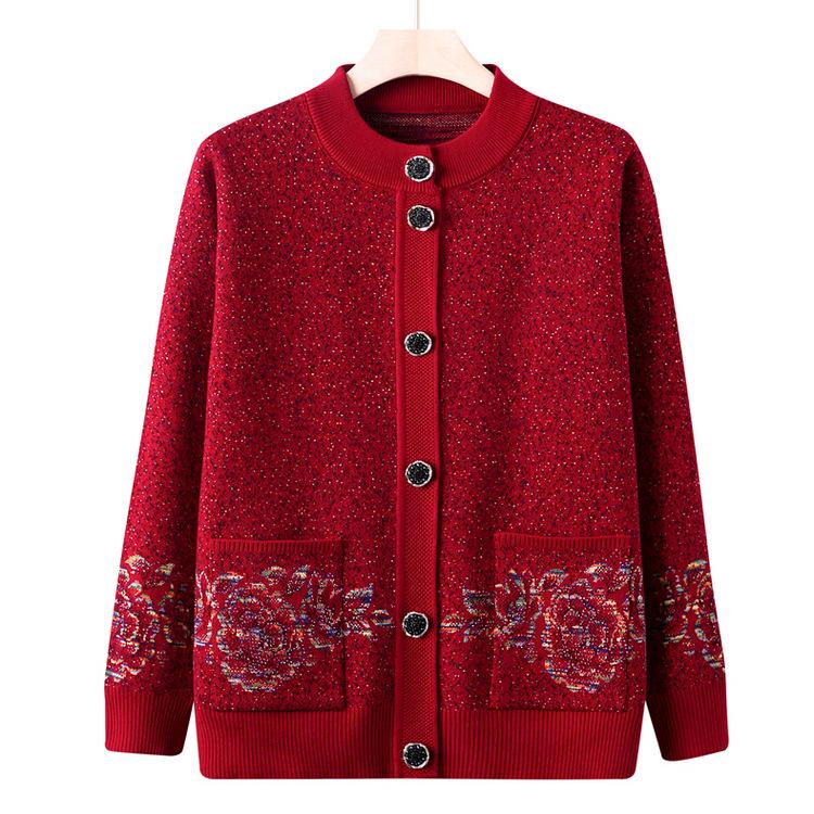 

Новый стиль Бабушкина одежда Осень и Зима Свитер Вязаный свитер Кардиган Для среднего и пожилого возраста Мамина одежда Куртка Осень Одежда для пожилой женщины 4XL