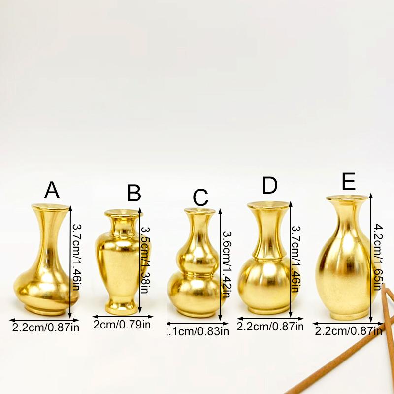 1PC Small Ornaments Portable Home Decor Tea Ceremony Brass Vase Buddhist Supplies Mini Gourd Incense Holder Aromatherapy Stove