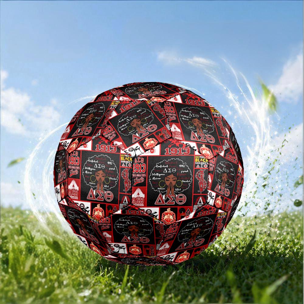Delta Sigma Theta Size 5 Soccer Ball,Indoor/Outdoor Suitable for Training Matches Tournaments Practice Games Perfect Gift for Fan