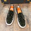 Punk Round Toe Rhinestone Sequin Loafers for Men Casual Shoes Rivet Skateboard Shoe Trendy Flat Slip on Men's Shoes Zapatos