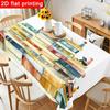 1pc Charming Watercolor People Tablecloth - Colorful Design Featuring Readers On Book Stacks, Reusable & Easy To Clean for Birthday Party, Holiday, Ba