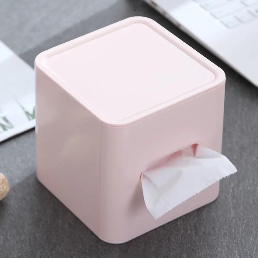 

Wipes Tissue Box Tissues Cube Boxes Square Desktop Decor Office White Toilet Paper Case рожевий
