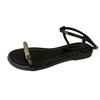 Flat-bottomed silver sandals for women's summer wear 2025 new versatile skirt metal buckle one-word beach Roman shoes