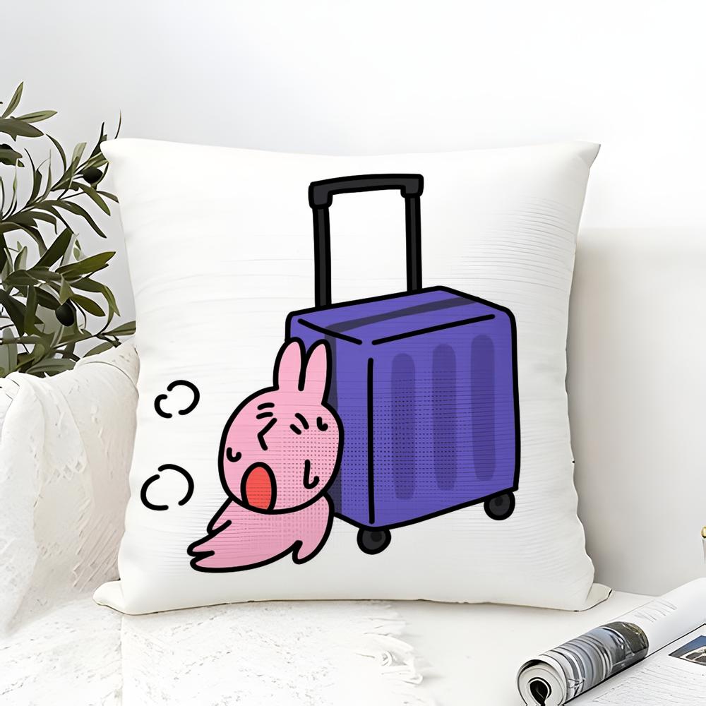 Cartoon Pink Funny Rabbit Friends 2 Pillow Case Linen Pillow Case Sofa Home Decor Cushion Cover Cushion Cove