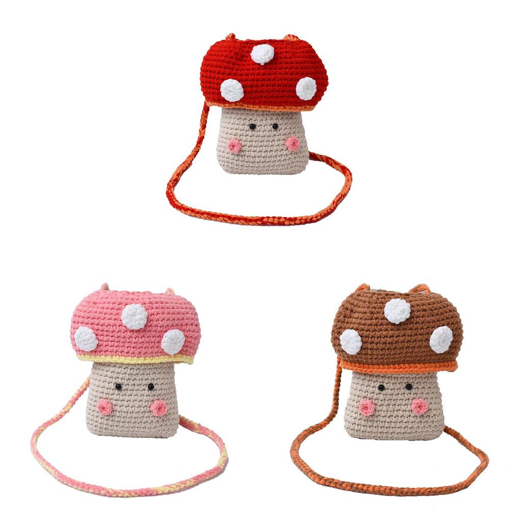 Knit Mushroom Handbag For Women With Soft Wool Material And Stylish Woven Design