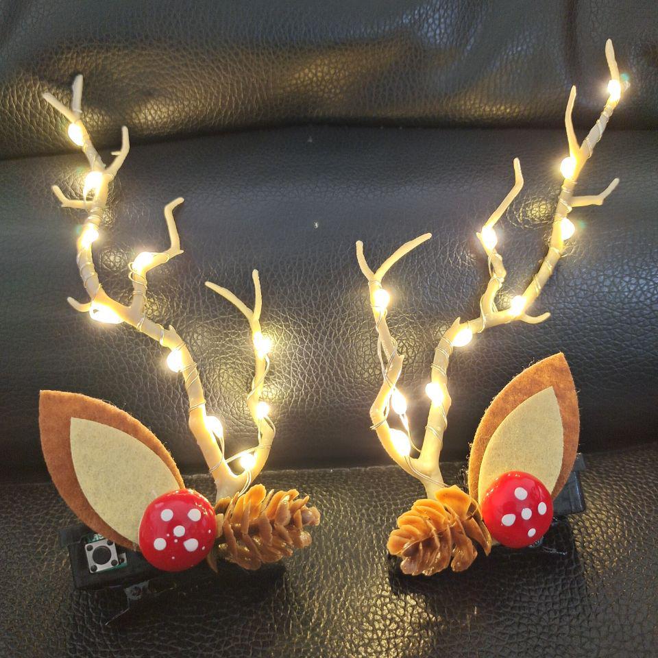 Glowing Reindeer Berry Antler Headband for Christmas & Halloween Parties