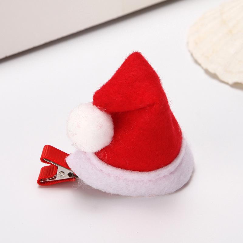 Christmas Kids' Festive Hair Clips - Small Red Hats with Duckbill Clip for Birthdays & Holidays