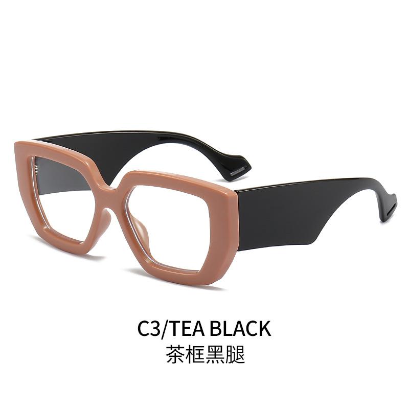 New Fashion Colorful Square Women Glasses Frame Clear Anti Blue Light Spring Hinge Wide Legs Eyewear Men Optical Polygon Frame
