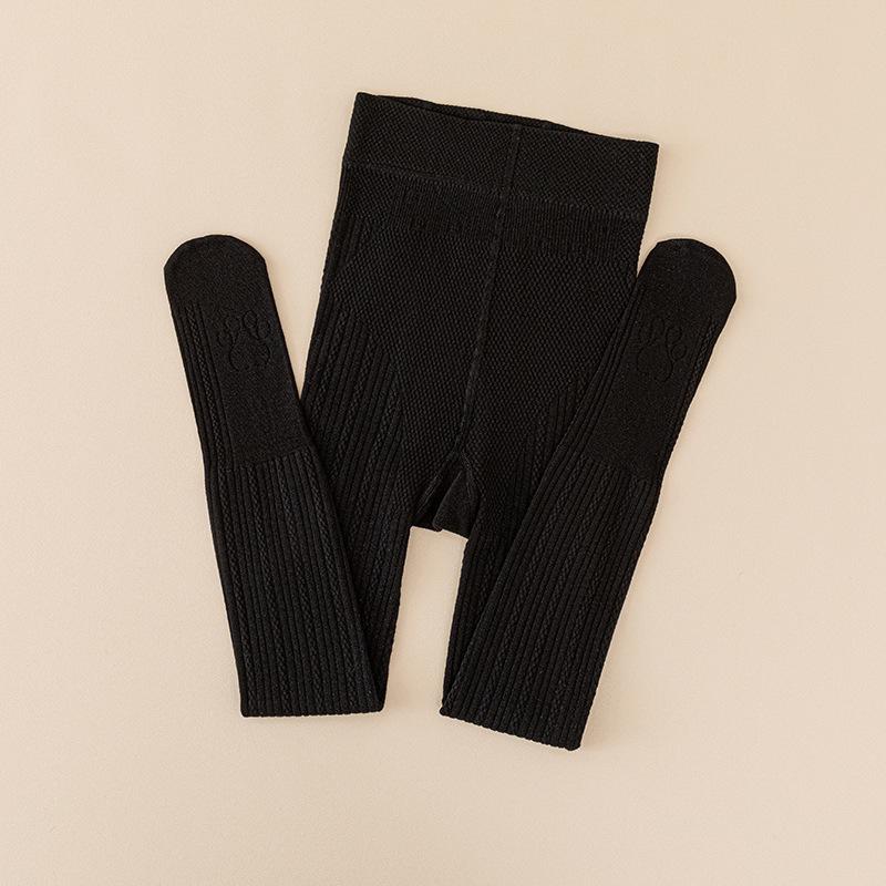 Czarne legginsy dziewczęce z podszewką z polaru - Cienkie, antypoślizgowe, na wiosnę/jesień.