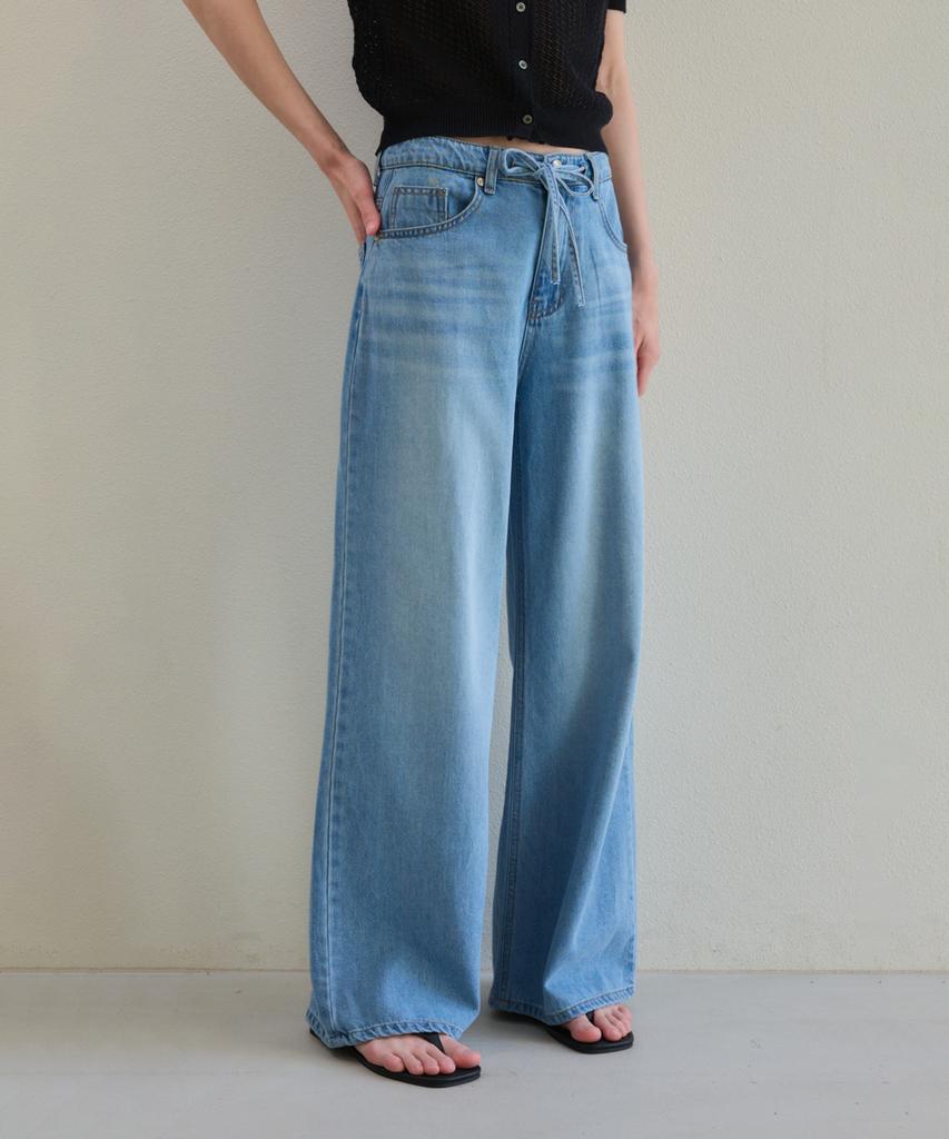 THEELO Strap Point Denim Pants (Deep Blue)