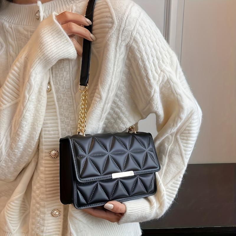 Modische Ketten-Umhängetasche für Damen, Schicke kleine quadratische Tasche für Damen, Luxuriöse gesteppte Handtasche für den täglichen Gebrauch, Einkaufen, Partys.