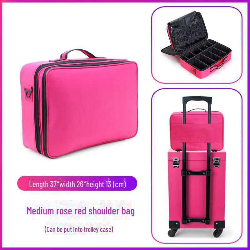 Three-Layer Waterproof Makeup Artist Travel Case: Portable Cosmetic Storage Bag