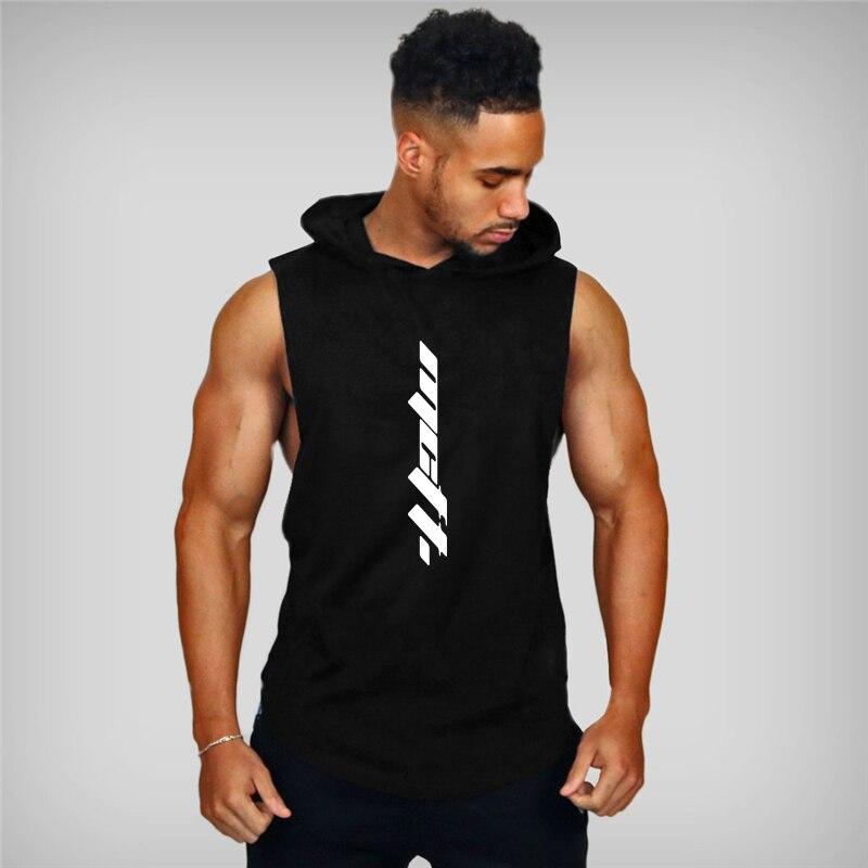 Sommerliches hübsches Streetwear-Tanktop mit Kapuze und Herzausschnitt für Herren, Fitness, Baumwolle, bequem