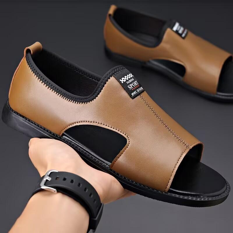 Open-toed men's breathable sandals soft-soled outer wear driving shoes outdoor casual shoes