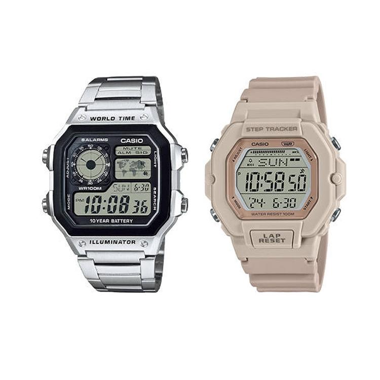 CASIO Unisex Black Watch AE-1200WHD-1A LWS-2200H-4A