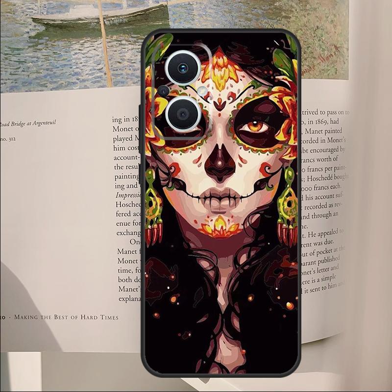 Catrina Beautiful Rose Girl Skull Cover For OPPO Reno 14 13 11 10 Pro 12F 11F 13F 14F 7 8 Lite OPPO Find X6 X5 X8 X9 Pro Case