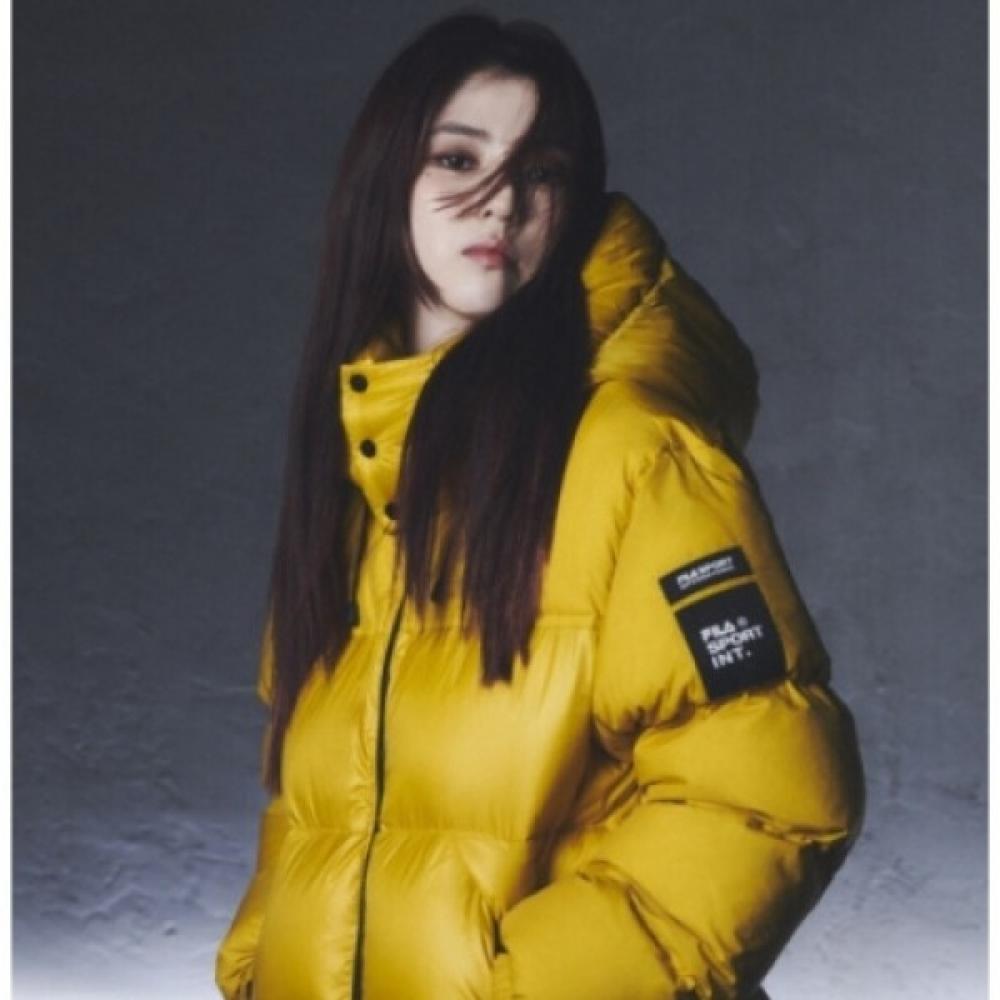 Fila Han So Hee Wears Ripstop Block Down Padded Jacket Fs2djf4131x Mud MUD (mustard)/090(S)