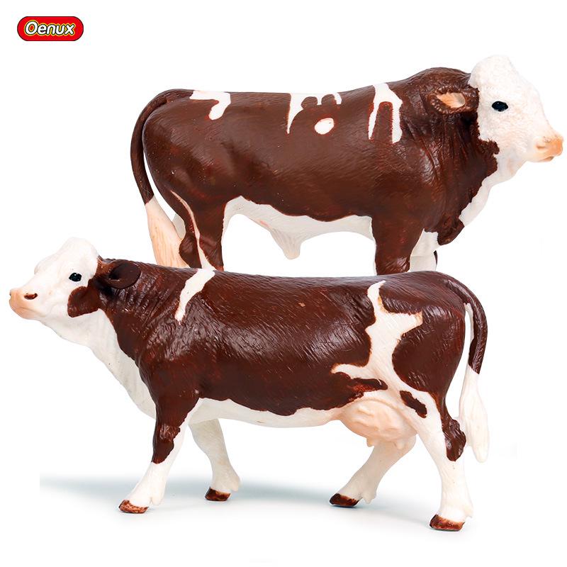 Children's Cognitive Animal Model Toy: Yellow Cow, Buffalo, Rhinoceros, Zebu, Bison, Bull Figurine.